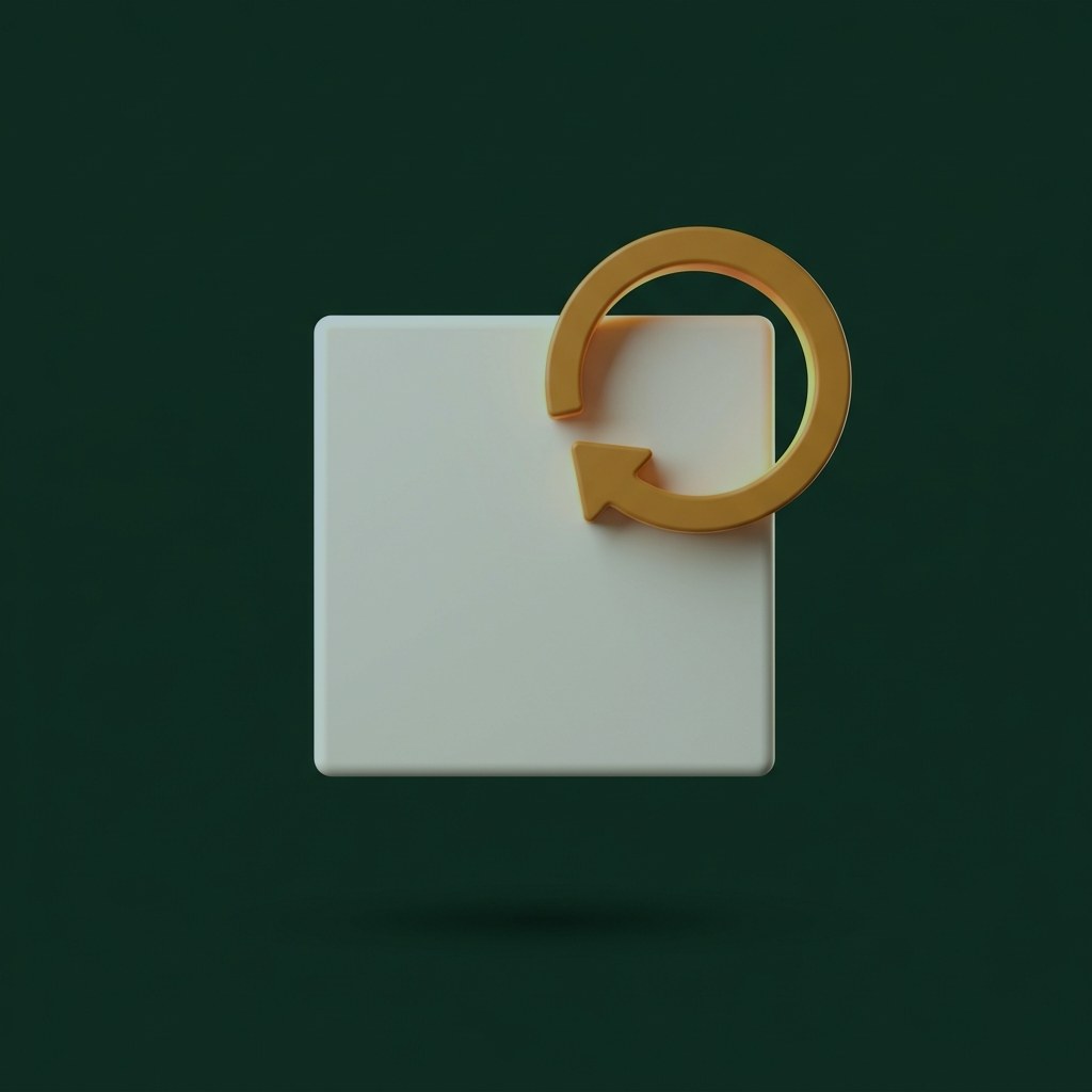 A small 3D card with a refresh arrow, for monthly care.